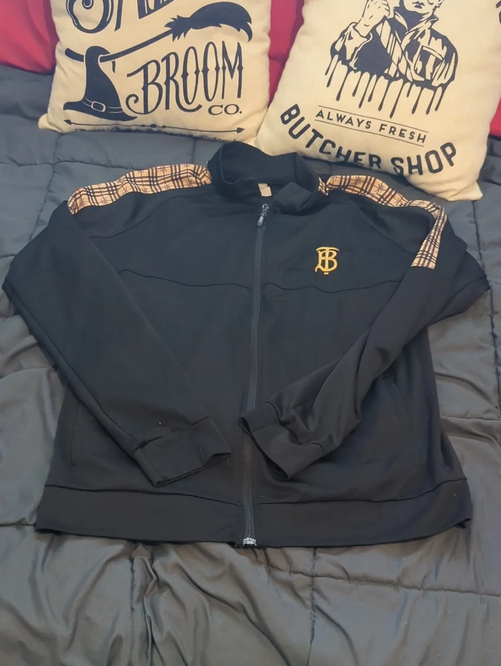 Burberry Zip Up Nova Check Black Thin Jacket Size M